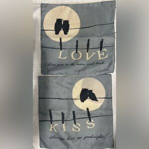 Gray Owl Love and Kiss Pillow Covers